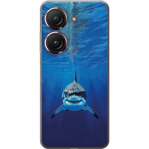 Kompatibelt Mobilskal till Asus Zenfone 9 Närbild av en vithaj under vattnet blå