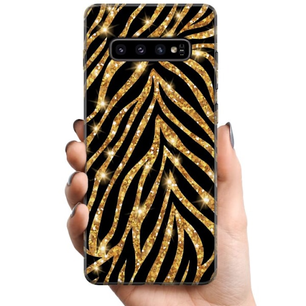 Samsung Galaxy S10+ TPU Mobildeksel Gull & Glitter