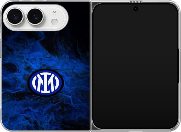 Kompatibelt Mobilskal till Apple iPhone Duo Vitt cirkelformat bokstavsmonogram över svartblå marmorinspirerade virvlar blå