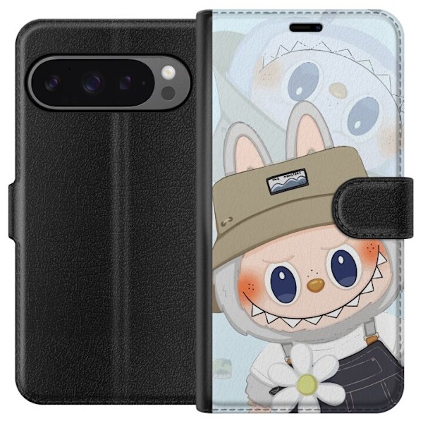 Google Pixel 9 Pro XL Lompakkokotelo Labubu hattuineen - Pop Mart -hahmo Mr. Butcher retrotyylillä ja luonteella