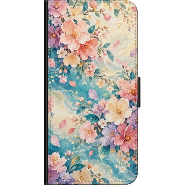 Kompatibel Tegnebogsetui til Xiaomi Redmi Note 9 Pro Lys blomsterdrøm – Blomstrende grene i rosa nuancer. Et dekorativt motiv med maleriske detaljer pink