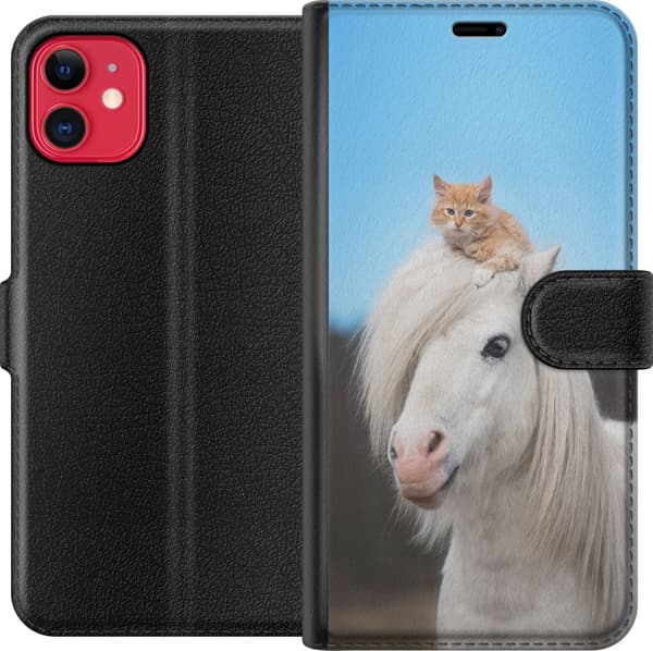 Kompatibel Tegnebogsetui til Apple iPhone 11 Hest & Kat