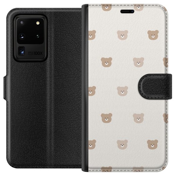 Samsung Galaxy S20 Ultra Lompakkokotelo Teddy-tausta - söpöt