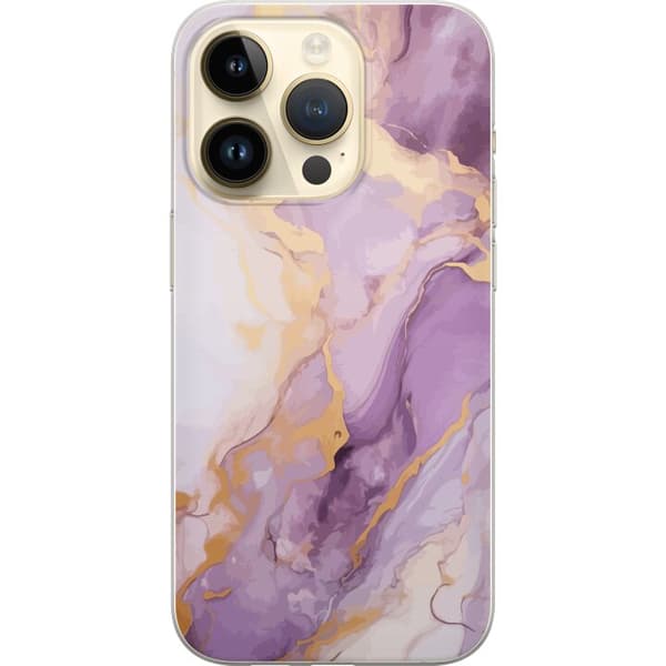 Kompatibelt Mobilskal till Apple iPhone 15 Pro Marmor Lila Guld