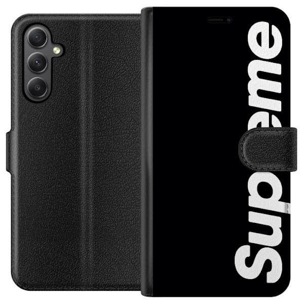 Samsung Galaxy S23 FE Tegnebogsetui Supreme Sort Hvid Streetwear Design Klassisk Modeikon Trend Urban Stil Grafiskt Motiv Populær