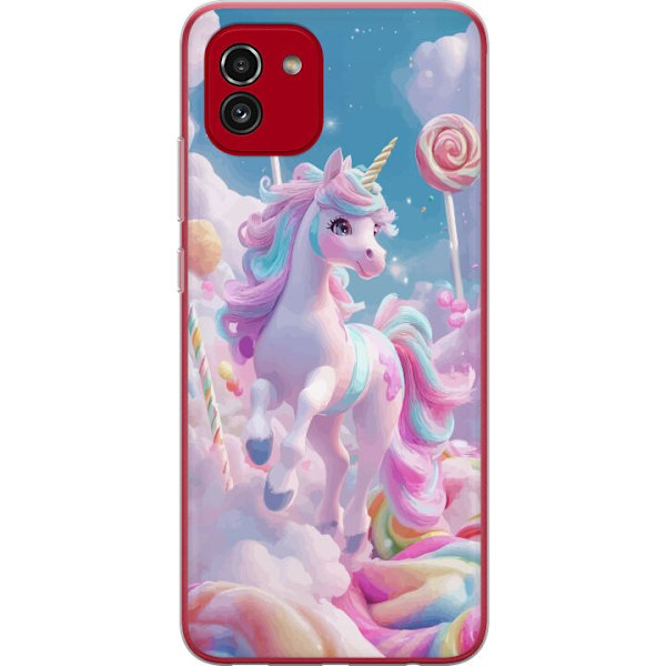 Samsung Galaxy A03 Gennemsigtig cover Enhjørning Candy Pastel Kawaii Motiv Sød Populær Farve Grafisk Trend Børne Motiv Fantasy Art