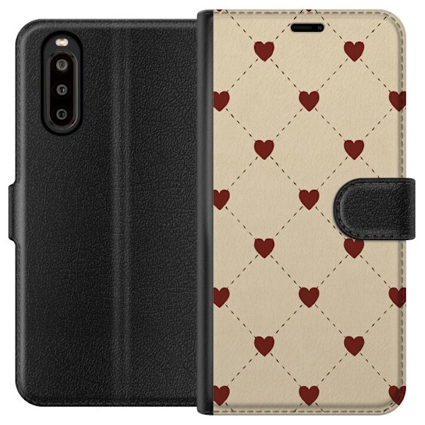 Sony Xperia 10 II Plånboksfodral Heart Grid