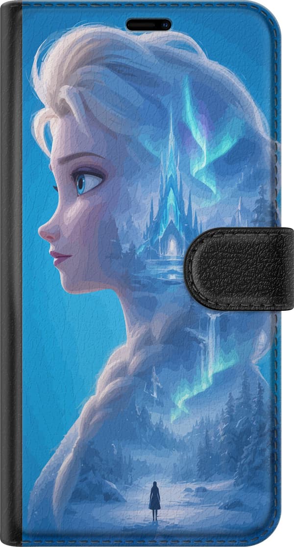 Kompatibel Tegnebogsetui til Google Pixel 10 Elsas profil med et blåt isslot og vinterlandskab blå