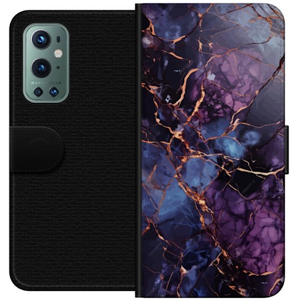 OnePlus 9 Pro Lommeboketui Marmor Blå Lilla