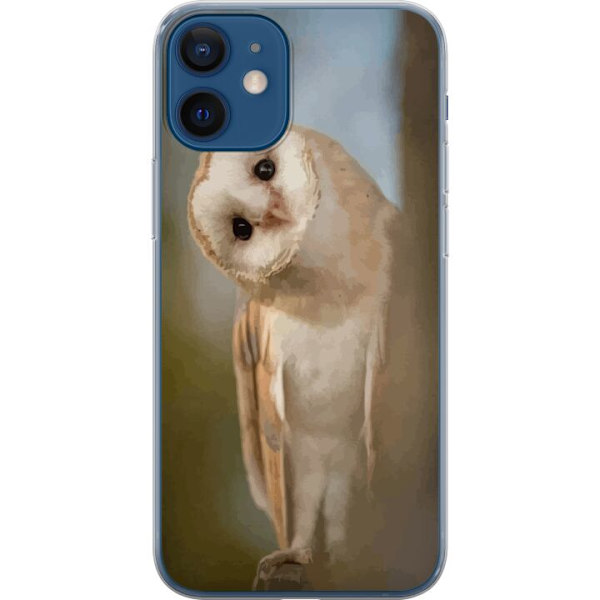 Apple iPhone 12 mini Gennemsigtig cover Ugle Nysgerrig Blik Fuglemotiv Skov Natur Grafisk Design Populært Motiv Dyr Tema Dekoration