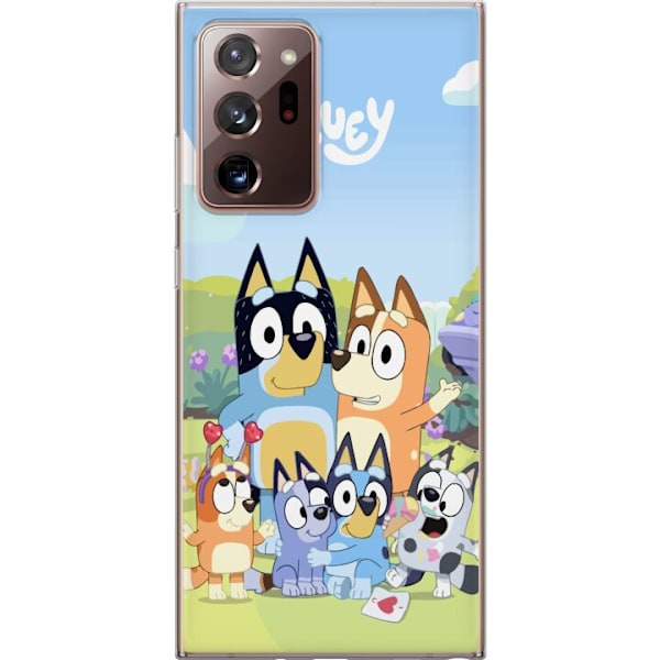 Samsung Galaxy Note20 Ultra Genomskinligt Skal Bluey mobilskal med hela familjen i färgglad design