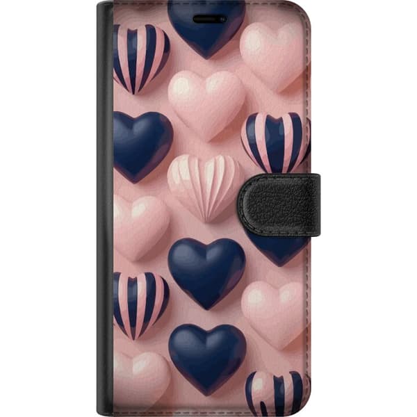 Kompatibel Tegnebogsetui til Google Pixel 9 Pro Hjärtan i pastell pink