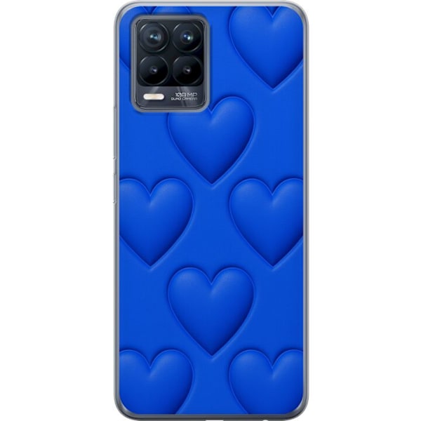 Realme 8 Genomskinligt Skal Blue Hearts