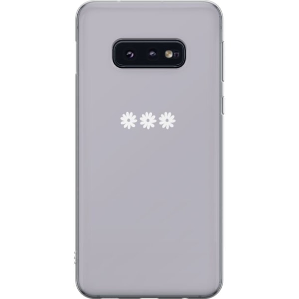 Samsung Galaxy S10e Genomskinligt Skal Lila Blomminimalism – stilrent blommotiv på lila bakgrund