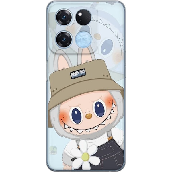 OnePlus Ace Racing Genomskinligt Skal Labubu med hatt – Pop Mart-figur Mr. Butcher i retro stil med karaktär