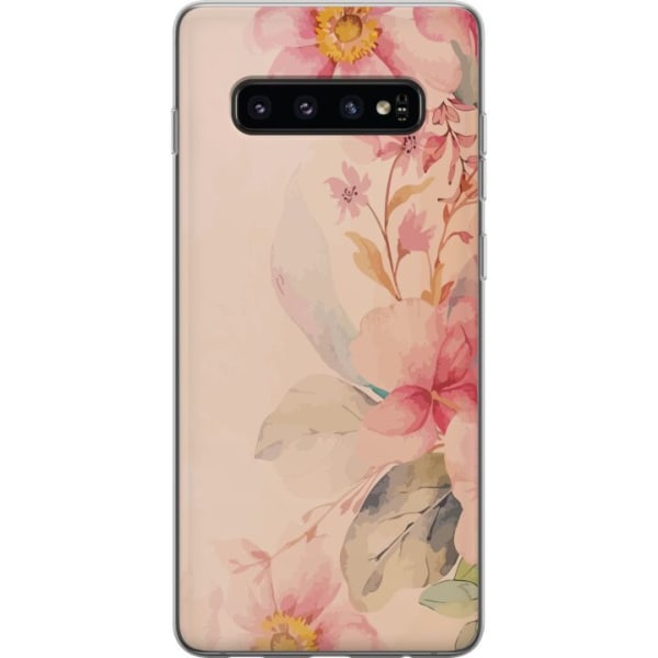 Samsung Galaxy S10 Gennemsigtig cover Farverige Blomster