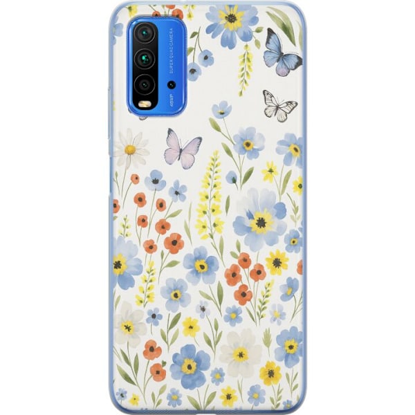 Xiaomi Redmi Note 9 4G Läpinäkyvä kuori Kesäkukat