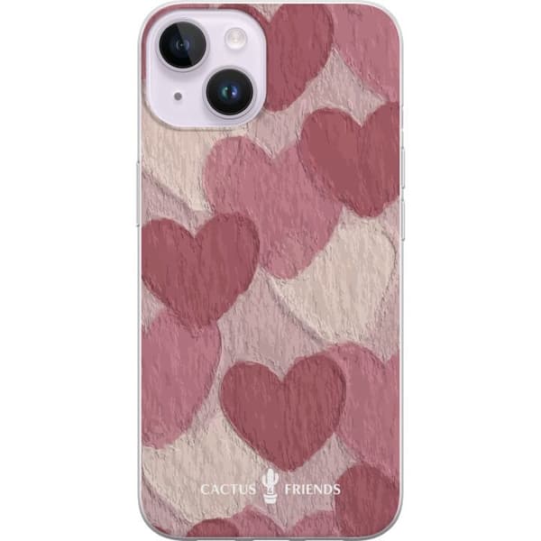 Kompatibelt Mobildeksel til Apple iPhone 14 Cactus and Friends - Blush papirhjerter