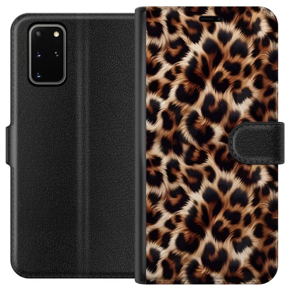 Kompatibel Tegnebogsetui til Samsung Galaxy S20+ Nær billede af leopardmønster med bløde pelsdetaljer i brune og sorte nuancer