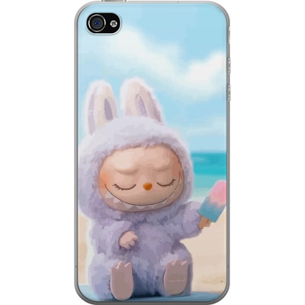 Apple iPhone 4 Genomskinligt Skal Labubu Pink Mood – Rosa monsterdesign