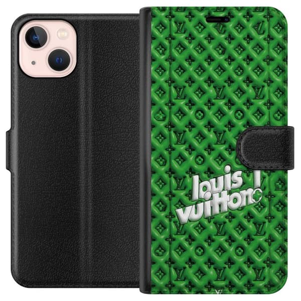 Kompatibel Tegnebogsetui til Apple iPhone 13 mini Inspireret grønt monogram med logo grøn