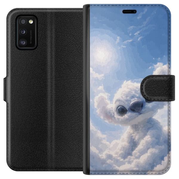 Kompatibelt Plånboksfodral till Samsung Galaxy A41 Söt blå varelse bland moln blå