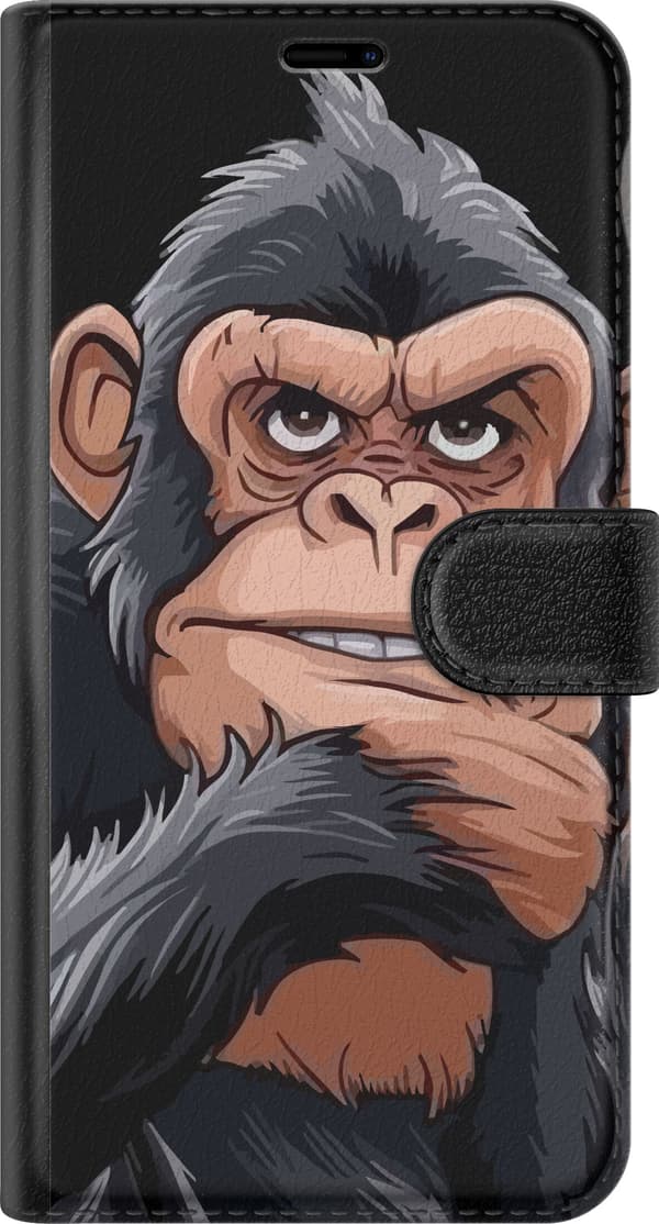 Kompatibel Tegnebogsetui til Samsung Galaxy S20 Ultra Illustreret chimpanse med cigar, der viser langfingeren mod sort baggrund sort
