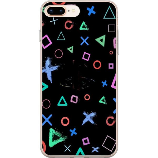 Kompatibel Mobilcover til Apple iPhone 8 Plus Retro-gaming-symboler i neon på sort baggrund