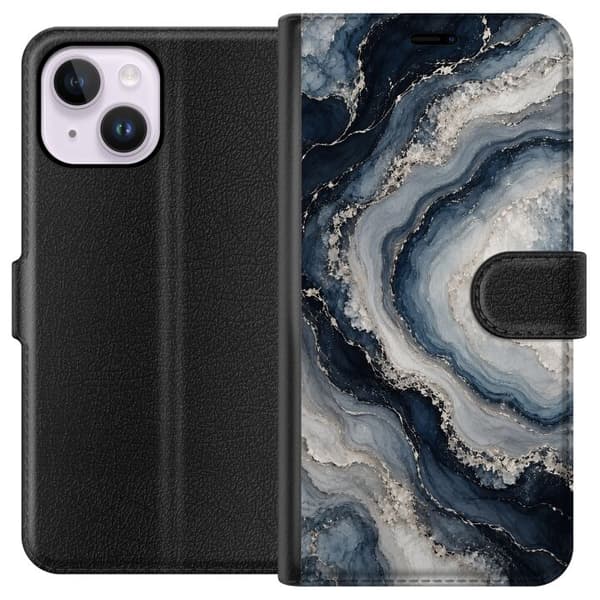 Kompatibel Tegnebogsetui til Apple iPhone 14 Plus Nattagat blå