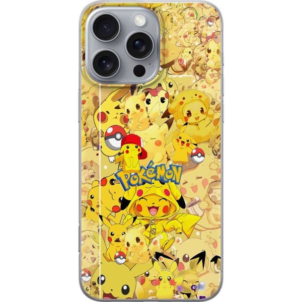 Kompatibel Mobilcover til Apple iPhone 16 Pro Max Sød Pikachu-collage med Pokémon-tema i bløde gule nuancer gul