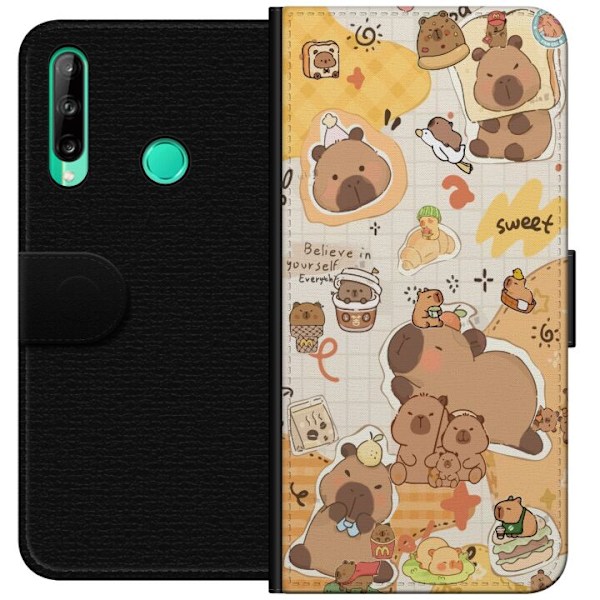 Huawei P40 lite E Lompakkokotelo Kawaii capybara mobilskal med gulliga djurmotiv