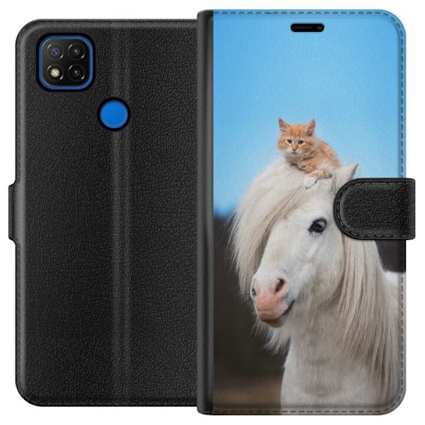 Xiaomi Redmi 9C Tegnebogsetui Hest & Kat