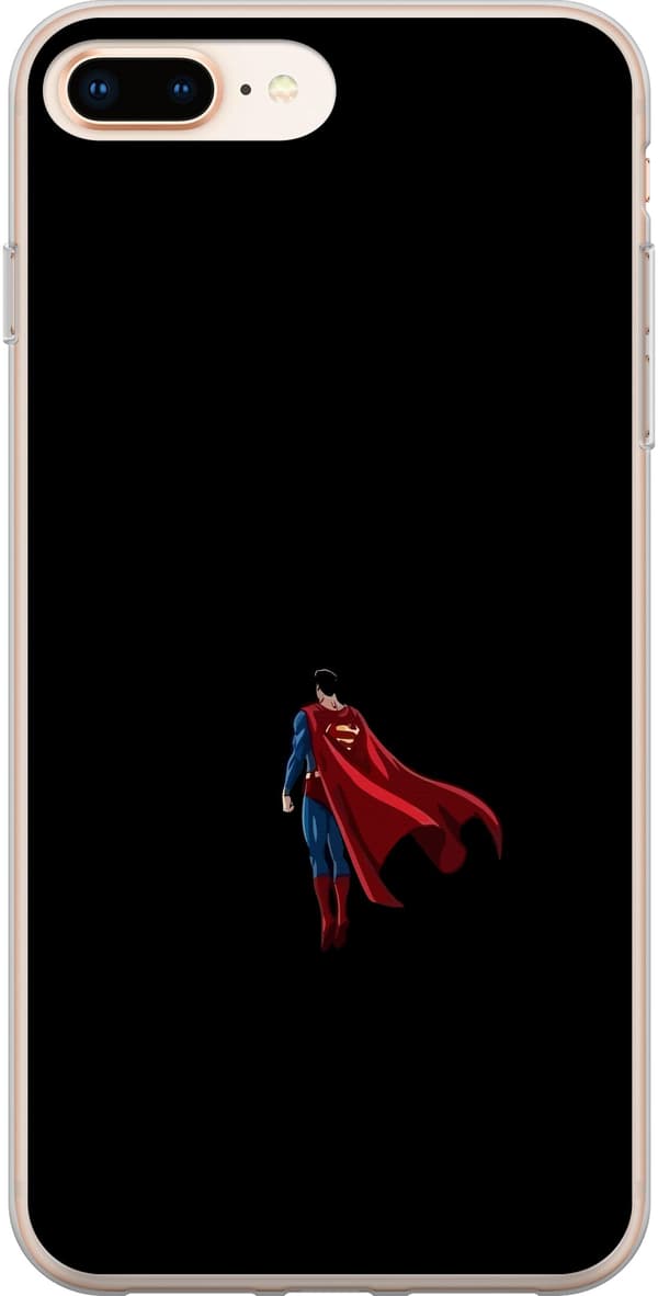 Kompatibel Mobilcover til Apple iPhone 8 Plus Minimalistisk motiv med flyvende superhelt i blåt og rødt mod sort baggrund sort