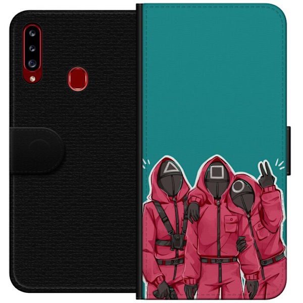 Samsung Galaxy A20s Lompakkokotelo Squid Game Hahmot Graafinen Suunnittelu Sarjakuvasarjan Hahmot Suosittu TV-Teema Aasialainen Tyyli Jännittävä Tr