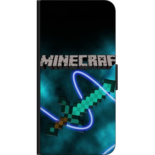 Kompatibel Tegnebogsetui til Samsung Galaxy Note20 Pixeleret turkis sværd med lysende linjer og mørk gamingbaggrund turkis