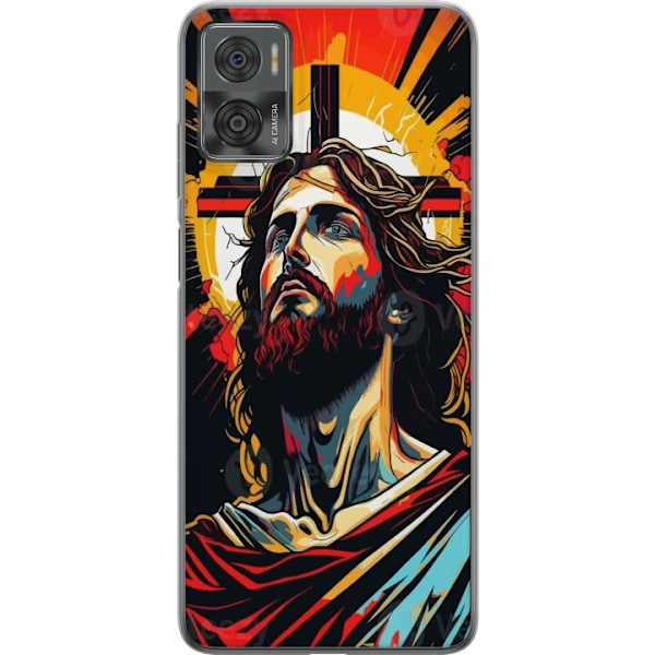 Motorola Moto E22i Läpinäkyvä kuori Jeesus ja Kortti - usko