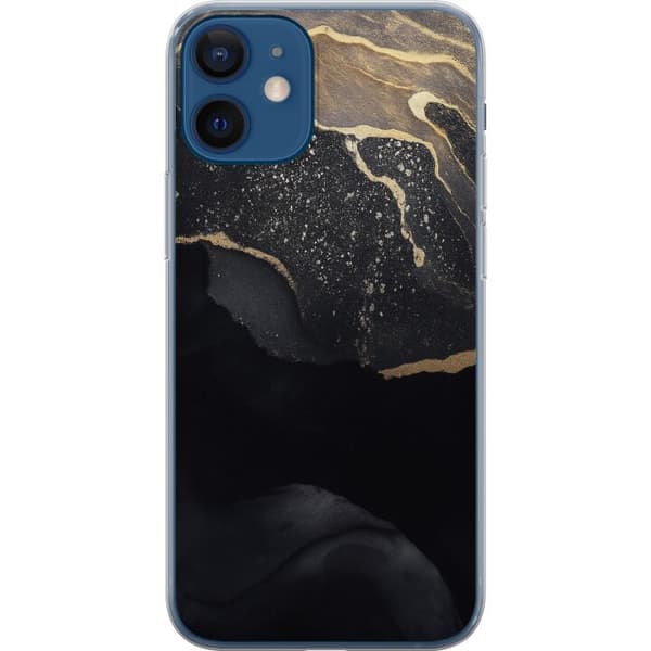 Kompatibelt Mobilskal till Apple iPhone 12 mini Svart guld abstrakt