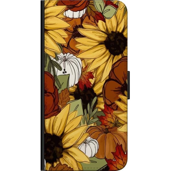 Kompatibel Tegnebogsetui til Samsung Galaxy A03s Solsikker og græskar – efterårsblomstdesign i varme farver, perfekt til dig, der elsker naturen og e