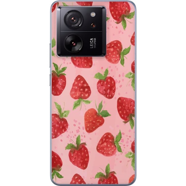 Xiaomi 13T Pro Genomskinligt Skal Strawberry Dreams – jordgubbsmönster i retrostil