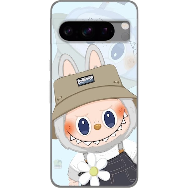 Google Pixel 8 Pro Läpinäkyvä kuori Labubu hattuineen - Pop Mart -hahmo Mr. Butcher retrotyylillä ja luonteella