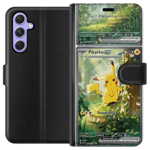 Kompatibel Tegnebogsetui til Samsung Galaxy A54 Pikachu grøn