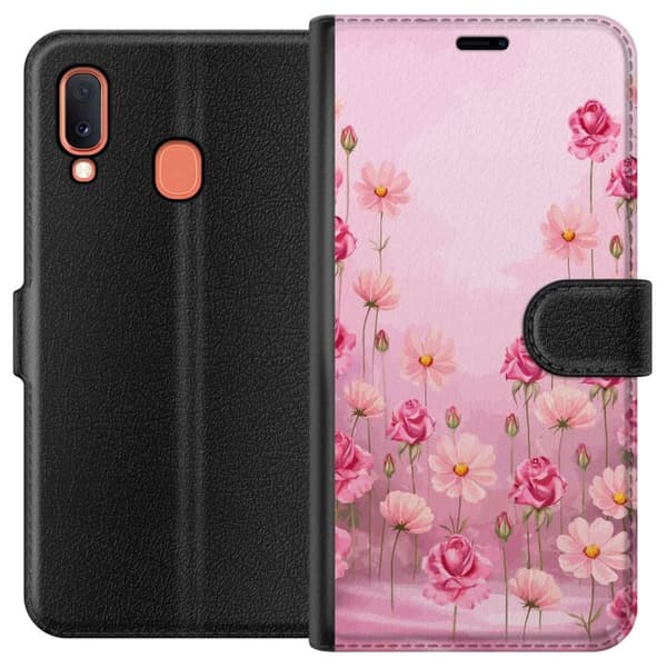 Kompatibelt Lommeboketui til Samsung Galaxy A20e Kronbladdrøm Myk blush