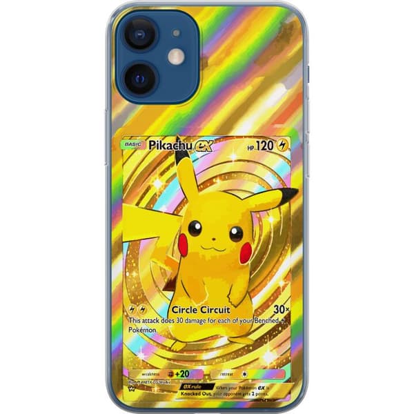 Kompatibelt Mobildeksel til Apple iPhone 12 Gullig Pikachu EX samlebilde med regnbueeffekter gull