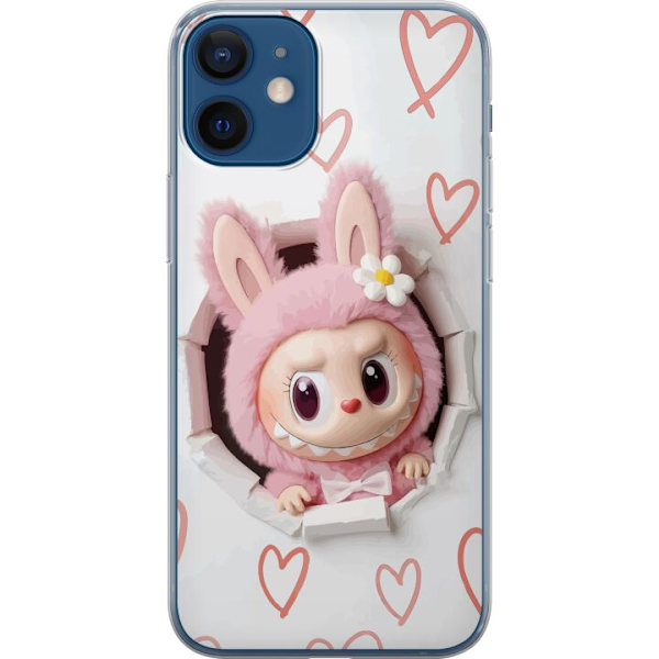 Apple iPhone 12 mini Läpinäkyvä kuori Labubu Sydän Taustakuva Pop Mart Rakkausteema Hahmodesign Suosittu Motiivi Keräilytaideteossarja