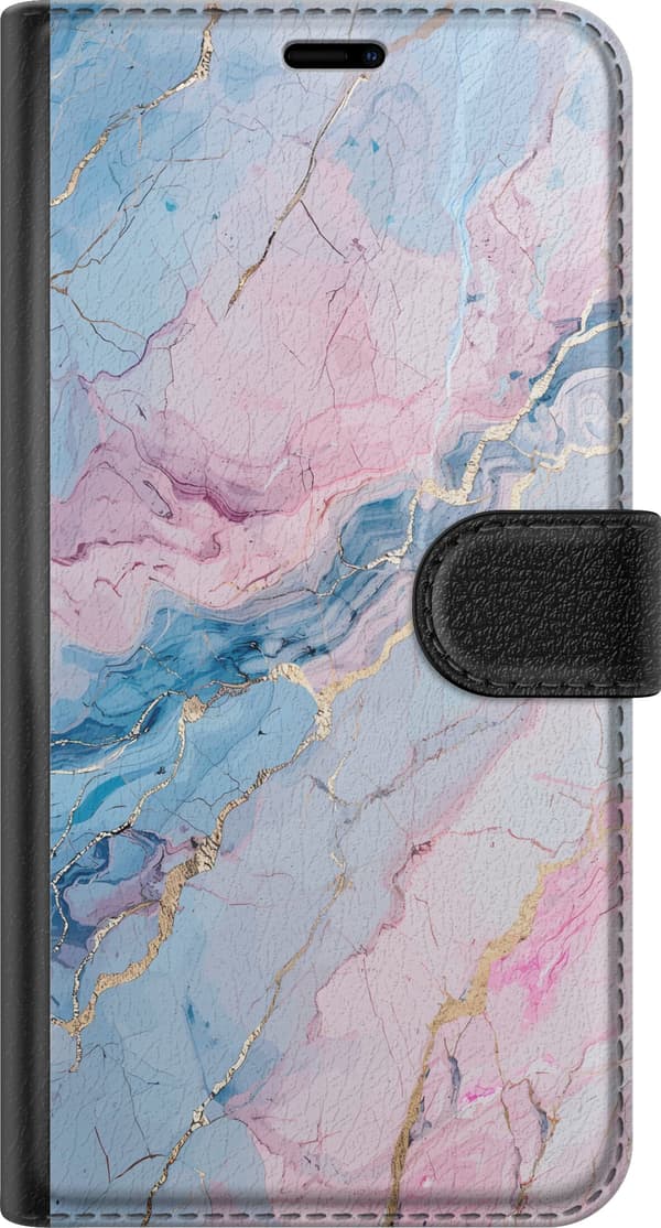 Kompatibel Tegnebogsetui til Apple iPhone 11 Pro Max Lys marmor i rosa og blå nuancer med elegante guldfarvede årer pink