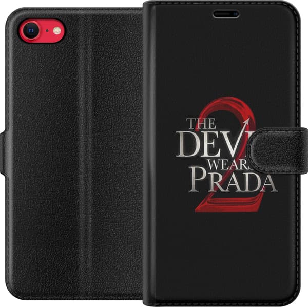 Kompatibel Tegnebogsetui til Apple iPhone 8 The Devil Wears Prada 2 med hvid filmtitel og et rødt 2-tal på sort baggrund sort