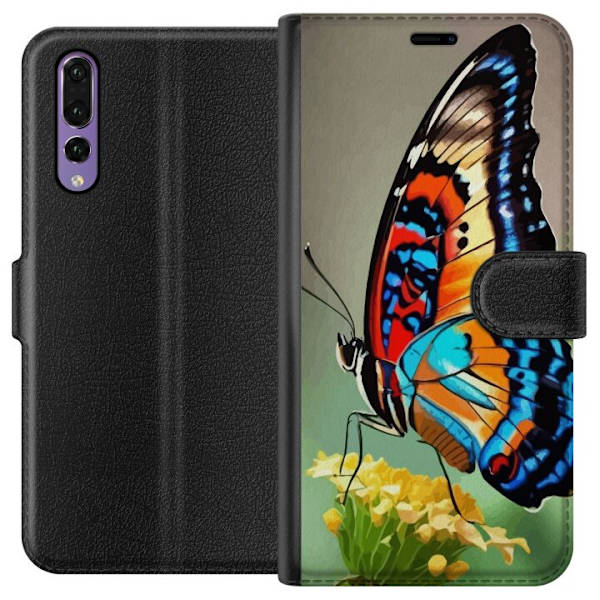 Huawei P20 Pro Plånboksfodral Fjäril Natur Sommar Motiv Vingar Färgstark Design Populär Dekor Grafiskt Exotiskt Tema