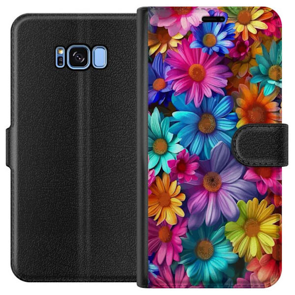 Samsung Galaxy S8 Plånboksfodral Gerbera Blommor Färgglad Dekor Blommotiv Populärt Heminredning Färg Rik Väggkonst Design