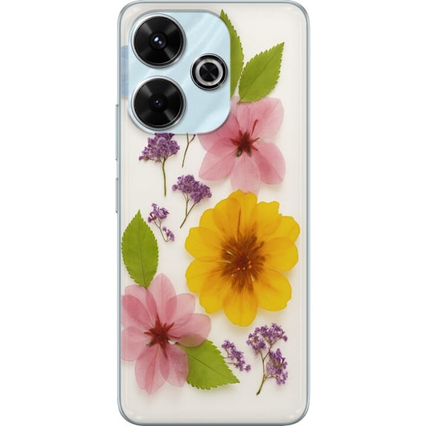 Xiaomi Redmi 13 Genomskinligt Skal Pressade blommor