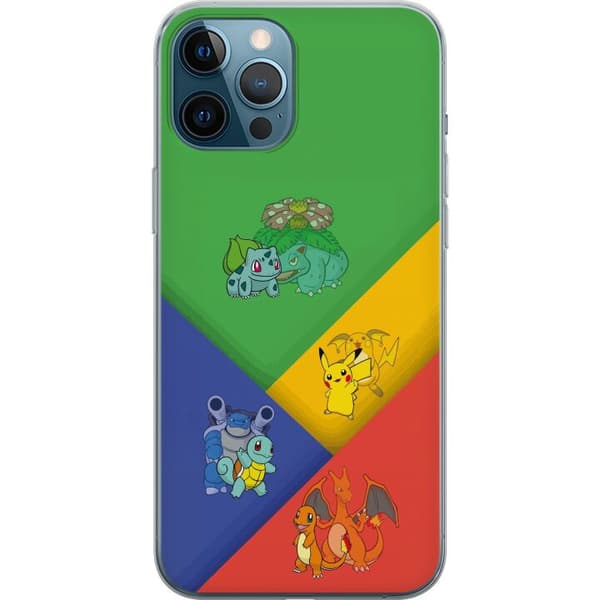 Kompatibelt Mobildeksel til Apple iPhone 12 Pro Max Første utviklinger med Bulbasaur, Charmander, Squirtle og Pikachu flerfarget